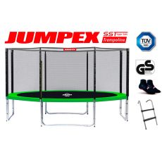 Trampolína JUMPEX SST 396 cm 4 nohy Zelená s vonkajšou sieťou. Bezpečný rebrík + Protišmykové ponožky ZDARMA.