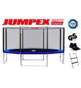 Trampolína JUMPEX SST 396 cm 4 nohy Modrá s vonkajšou sieťou. Bezpečný rebrík + Protišmykové ponožky ZDARMA.