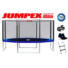 Trampolína JUMPEX SST 396 cm 4 nohy Modrá s vonkajšou sieťou. Bezpečný rebrík + Protišmykové ponožky ZDARMA.