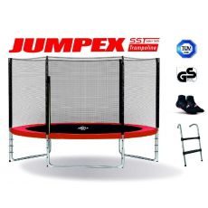 Trampolína JUMPEX SST 183cm červená s vonkajšou sieťou, REBRÍK+Protišmykové Ponožky ZDARMA