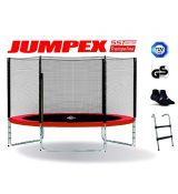 Trampolína JUMPEX SST 244 cm červená s vonkajšou sieťou, REBRÍK+Protišmykové Ponožky ZDARMA