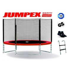 Trampolína JUMPEX SST 305cm červená 3 nohy s vonkajšou sieťou, REBRÍK+Protišmykové Ponožky ZDARMA