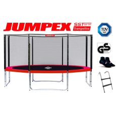 Trampolína JUMPEX SST 427 cm 4 nohy červená s vonkajšou sieťou. Bezpečný rebrík + Protišmykové ponožky ZDARMA.