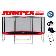 Trampolína JUMPEX SST 427 cm 4 nohy červená s vonkajšou sieťou. Bezpečný rebrík + Protišmykové ponožky ZDARMA.