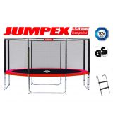 Trampolína JUMPEX SST 305 cm 4 nohy červená s vonkajšou sieťou. Bezpečný rebrík